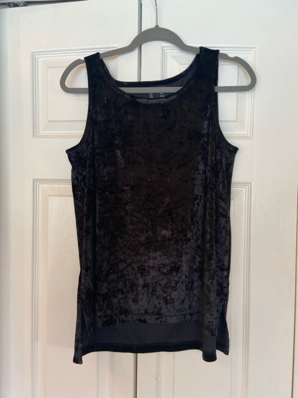 Cynthia Rowley Black Crushed Velvet Tank Top